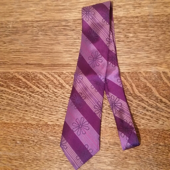 Ted Baker London Purple Stripe Floral Tie - Picture 1 of 2